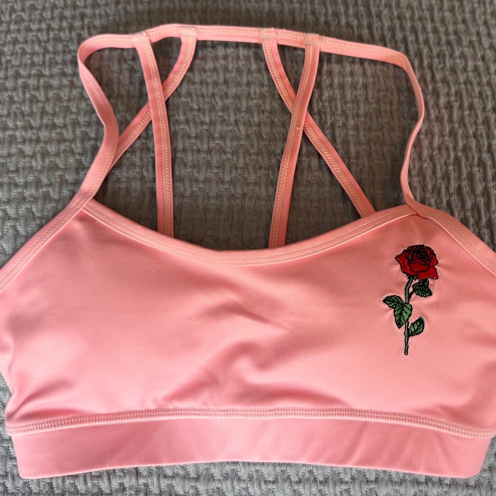 Rose fitness apparel sports bra pink XS